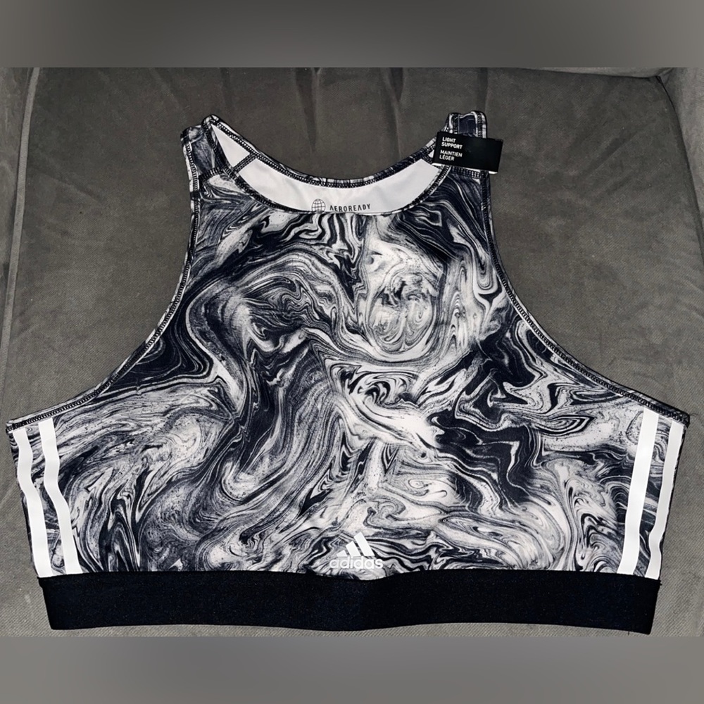 BNWT Adidas Black & White Marbled Sports Bra LDD